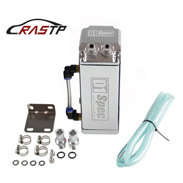 RASTP -Universal D1 Turbo Engine Square Shape Oil Catch Tank Can Reservoir Performance - Silver,Red RS-OCC002