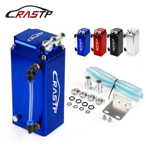 RASTP - High Quality Universal Aluminum 10mm Engine Square Shape Oil Catch Can Tank Reservoir 500ml RS-OCC018