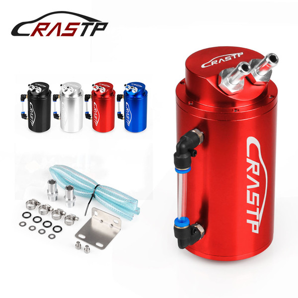 RASTP - High Quality Universal Aluminum Alloy Cylinder Round Reservoir Turbo Engine Oil Catch Tank Breather Can RS-OCC019