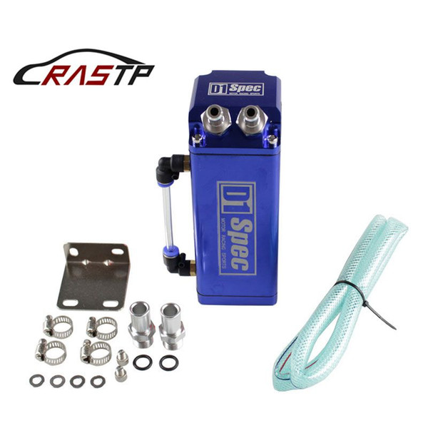 RASTP -Universal D1 Turbo Engine Square Shape Oil Catch Tank Can Reservoir Performance - Silver,Blue,Red RS-OCC002