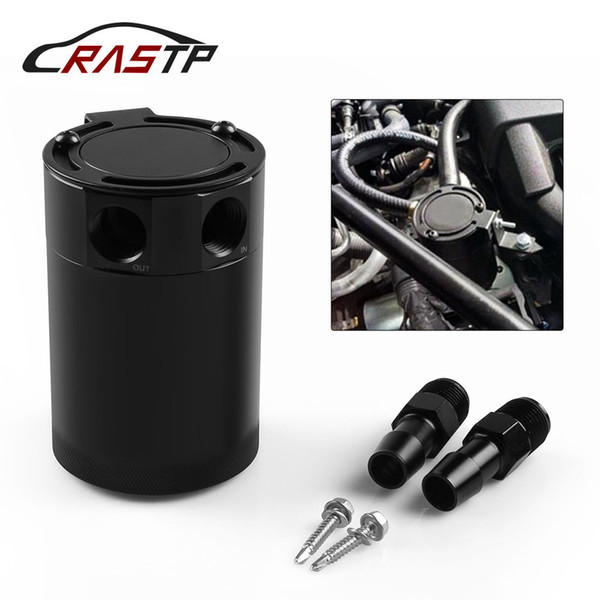 RASTP - High Quality Universal Compact Racing Baffled 2-Port Oil Catch Can/Tank/Air-Oil Separator New RS-OCC012