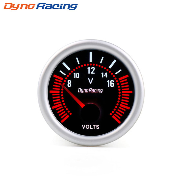 Dynoracing 2'' 52mm Universal Smoke Lens Voltmeter White LED 8-16V Voltage Gauge Car Meter BX101315