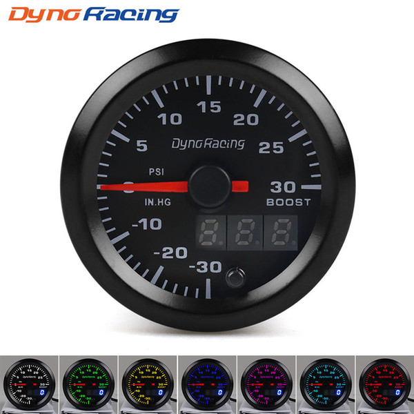 Dynoracing 2'' 52mm Dual Display Turbo Boost gauge PSI 7 colors Led Boost meter with Stepper Motor Car meter BX101496