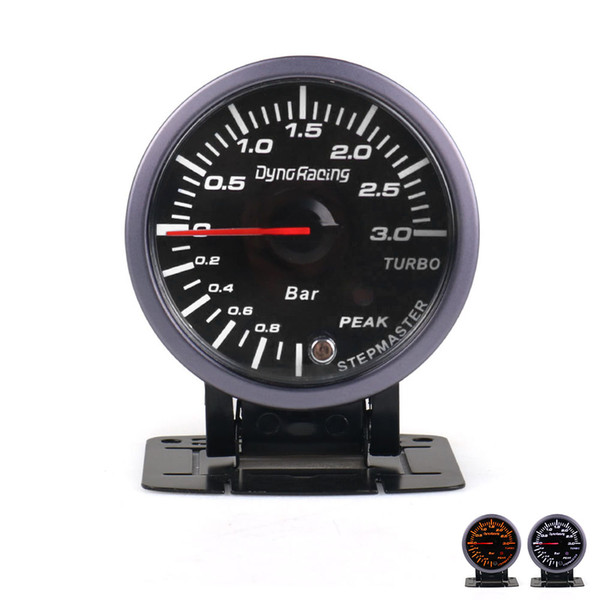 Dynoracing 2.5 Inch 60mm Car Turbo Boost Gauge 3 BAR White&Amber Dual Led Display With Peak Warning Car gauge Car meter