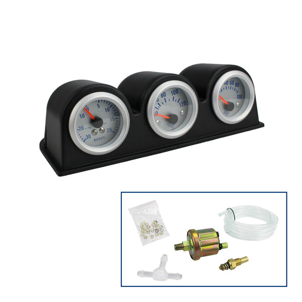 2'' 52MM Triple gauge kit Turbo boost Water Temperature Oil Pressure Gauge Car meter YC100650