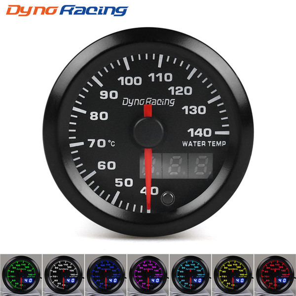 Dynoracing 2'' 52mm Dual Display Water temp gauge 40-140 Celsius 7 colors Led Water temp meter Car meter With sensor BX101498