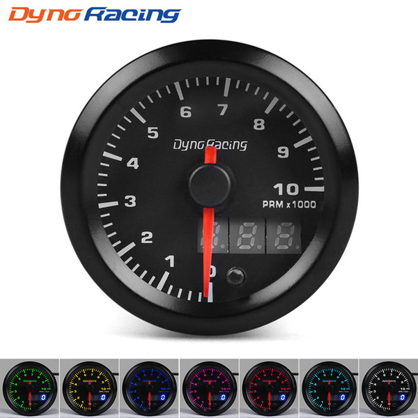 Dynoracing 52mm Dual Display Tachometer 0-10000 Rpm Gauge 7 colors Led Car Meter With Stepper Motor BX101486