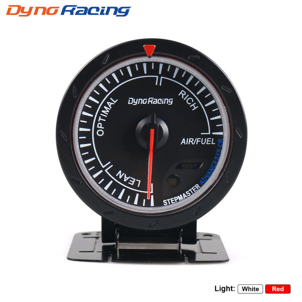 Dynoracing 60MM Car Air Fuel Ratio Gauge Red & White Lighting Narrowband Air Fuel Ratio Meter Black Face Car Meter BX101473