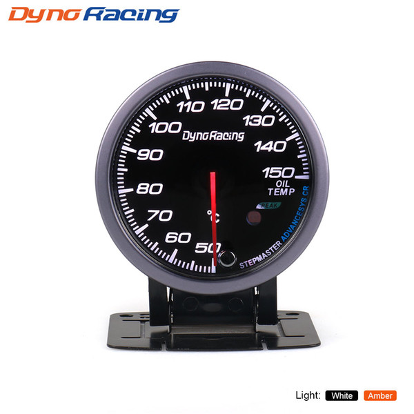 Dynoracing 60MM Black Face Oil temp gauge 50-150C White/Amber light Peak Function Oil temperature gauge Car meter with Sensor