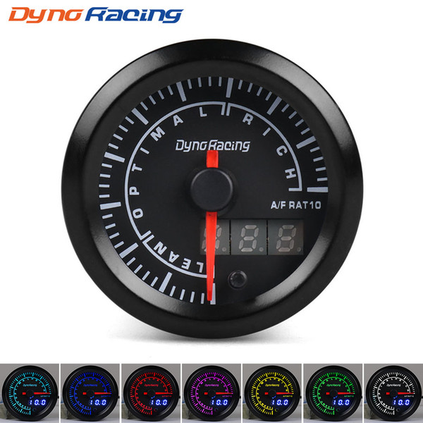 Dynoracing 52mm Dual Display Air fuel ratio gauge 7 colors Led Air fuel ratio meter Car meter with stepper motor Air/Fuel gauge