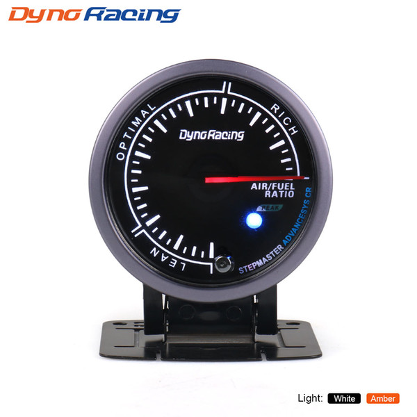 Dynoracing 60MM Black Face Air fuel ratio gauge White/Amber light with peak function Narrowband Air Fuel Ratio Meter BX101484