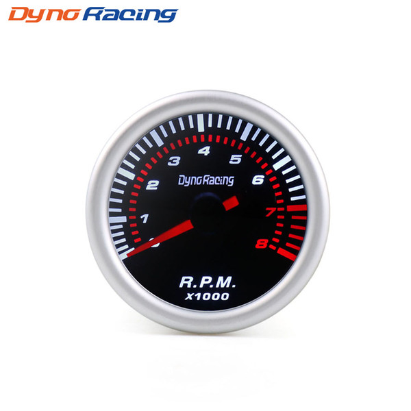 Dynoracing 2'' 52mm Universal Smoke Lens Auto Tachometer White LED 0-8000 RPM Gauge Car Meter BX101316