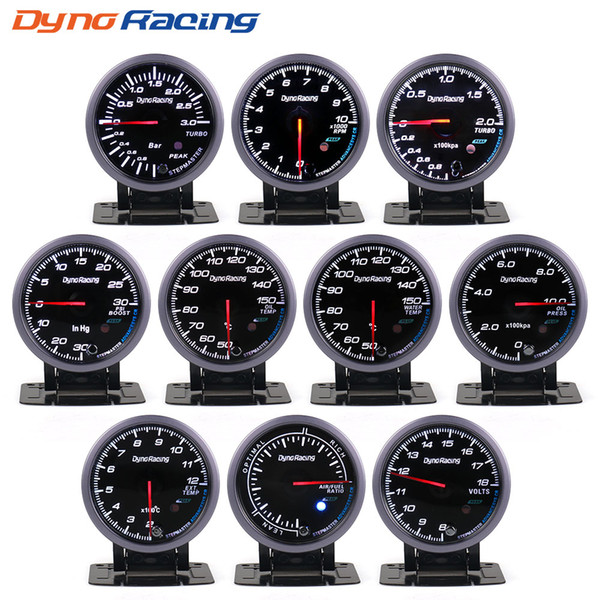 Dynoracing 2.5'' 60MM White /Amber lights Oil pressure Water temp Oil temp Voltage Turbo Boost Exhaust gas temp gauge Car meter