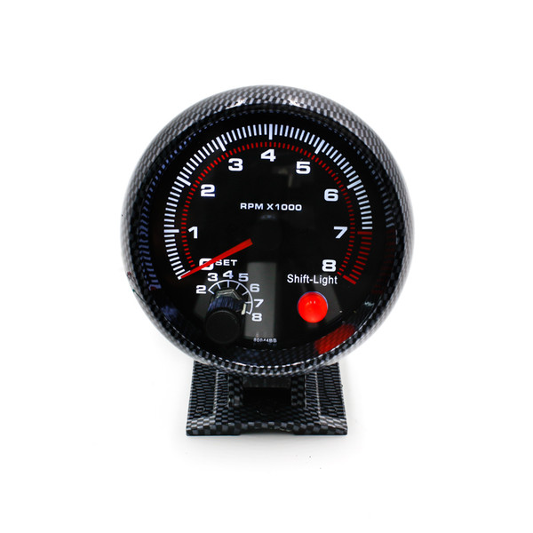 Tachometer 3.75inch 80mm Racing Car 0-8000 RPM Carbon Fiber RPM Gauge With Shift Light Mounting Bracket Auto Car Meter