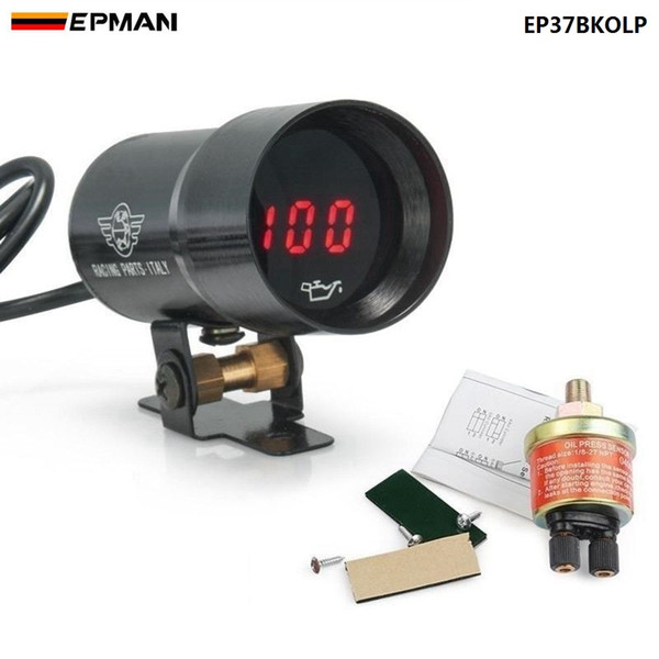 EPMAN - - 37mm meter / gauge MICRO DIGITAL SMOKED OIL PRESSURE GAUGE UNIVERSAL 4-6-8 CYLINDER ENGINES Black/Purple EP37BKOLP