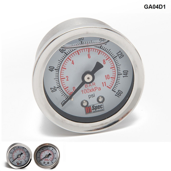 Tansky - Universal Fuel Pressure Gauge Liquid 0-160 psi Oil Pressure Gauge Fuel Gauge White Face TK-GA01