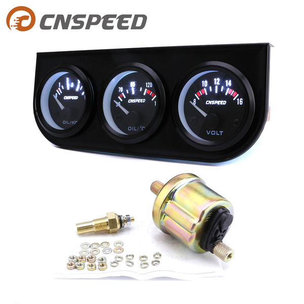 CNSPEED oil temperature meter voltmeter oil pressure gauge 3 in 1 table triple car 52mm voltage car car table