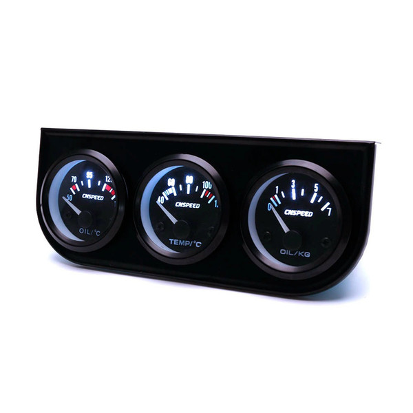 2'' 52mm LED Car 3 Gauge Kit Water Temp Gauge+ Oil Pressure + Volt Voltage Meter