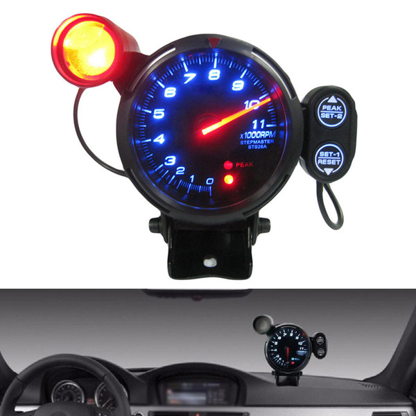 3.15 inch Speed Tachometer Kit Blue LED 11000 RPM Adjustable Shift Light + Stepping Motor Meter + Warning Car Tacho Gauge 80mm