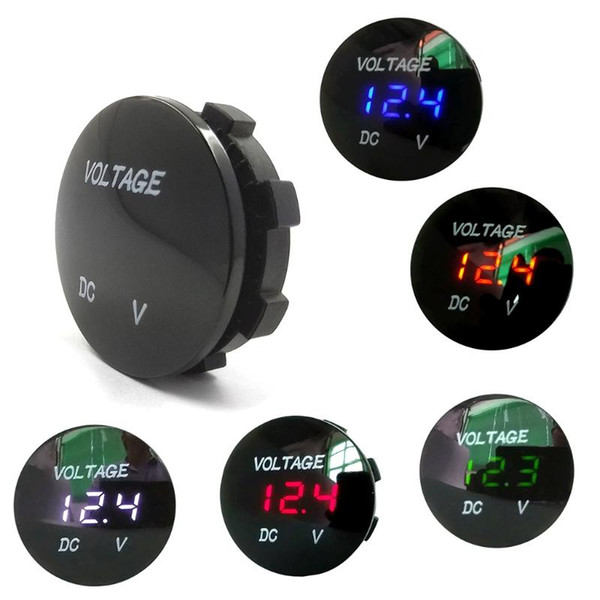 Round Waterproof Auto Boat Car Motorcycle DC5V-48V LED Panel Mini Digital Volt Voltage Meter Tester Monitor Display Voltmeter