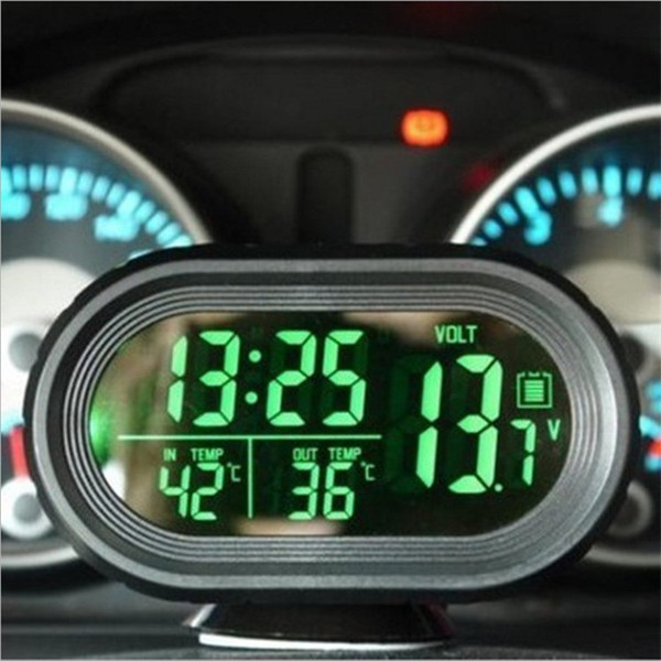 Multi-function car temperature clock voltmeter car thermometer electronic night light clock supplies