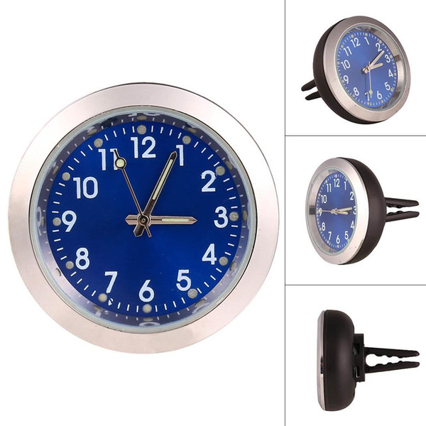 Car Clock Air Outlet Perfume Electronic Round Casual, Gold, Blue Quartz Clock Fashion