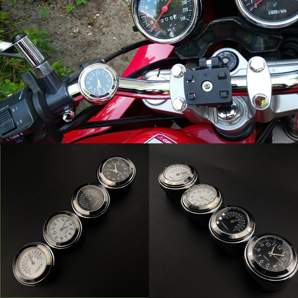 Motorcycle Motorbike Handlebar Mount Round Clock/Thermometer Universal