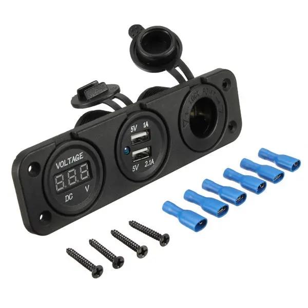 Dual Usb Adapter Charger Digital Volt Meterr Sockets Motorcycle