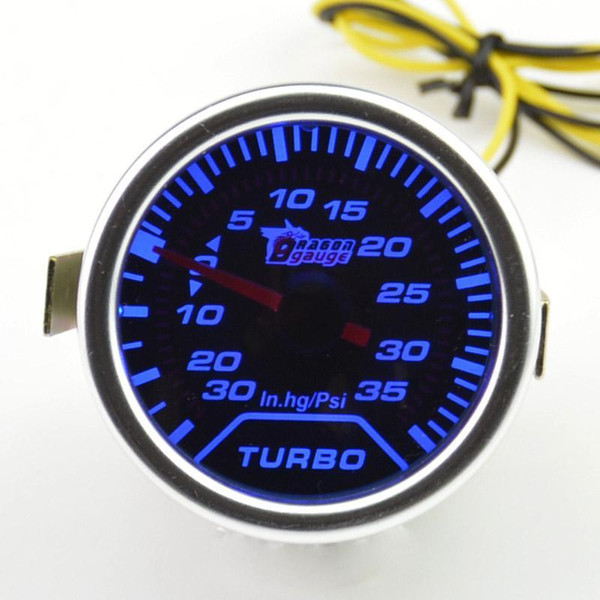 Universal 52mm Car Tinted Turbo Turbine Boost Gauge Turbo meter Blue backlight Free shipping