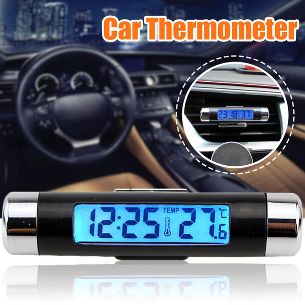 Universal Retro Design Car Auto LED Clip-on Digital Backlight Automotive Thermometer Clock Calendar Car-Styling Accessories