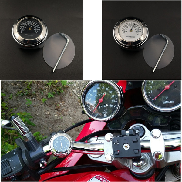 Motorcycle Clock Thermometer Instruments Moto Handlebar Mount Clock for motor Motorbike Accessories