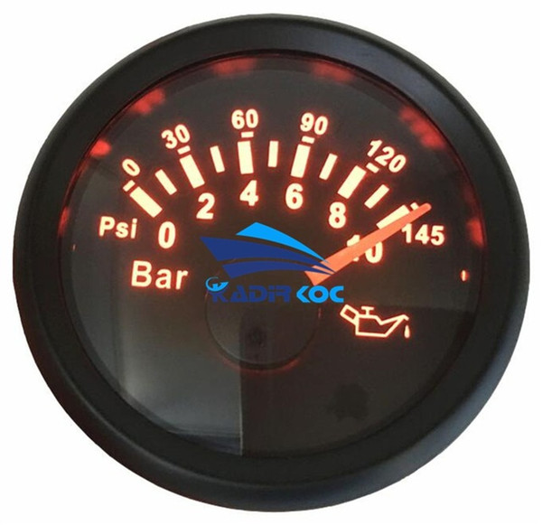 Pack of 1 52mm Pointer Type Oil Pressure Gauges Tuning 0-10Bar / 0-145Psi Oil Pressure Meters Red Backlight 9-32v for Auto Truck