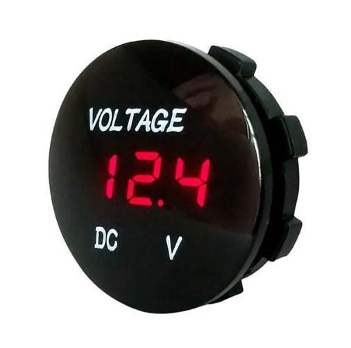 Round Waterproof Auto Boat Car Motorcycle DC5V-48V LED Panel Mini Digital Volt Voltage Meter Tester Monitor Display Voltmeter 100