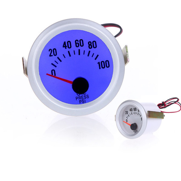 Freeshipping Professional Oil Pressure Gauge Meter with Sensor for Auto Car 2Inch 52mm 0~100PSI Blue LED Light