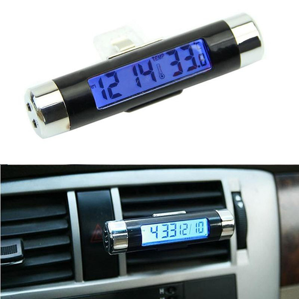 Vehemo portable New 2in1 Car Auto LCD display Clip-on Digital Backlight Thermometer time Clock high-quality meter