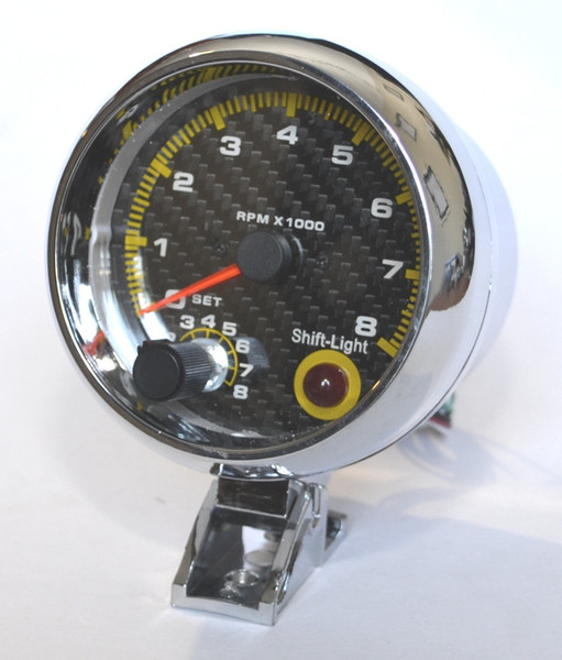 3.75'' 80mm 0~8000 Tachometer Gauge Carbon Fibre Face Tachometer Rpm Gauge RPM Meter With RPM Shift Light Auto Gauge