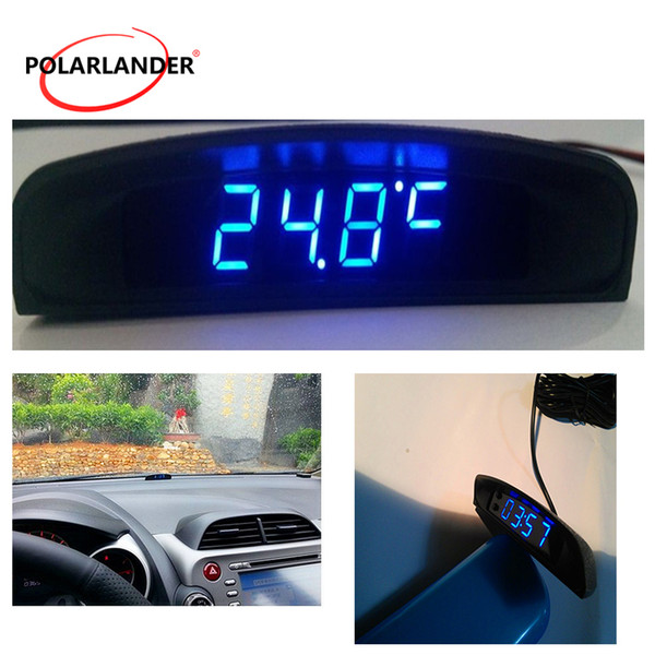 3 In 1 12V Car Electronic Clock Four display modes Car Auto Digital LED Interior Temperature Meter Voltmeter