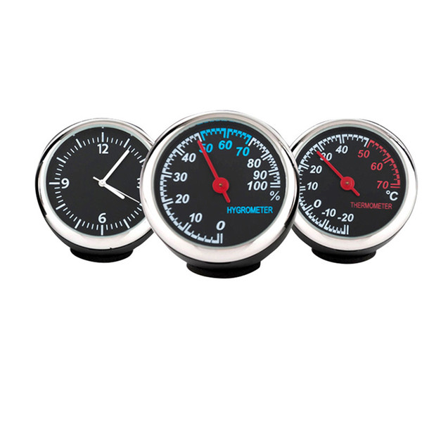 Car Electronic Clock Luminous Mechanical Clock Thermometer Hygrometer Steel Core Pointer (Clock and Hygrometer and Thermometer)