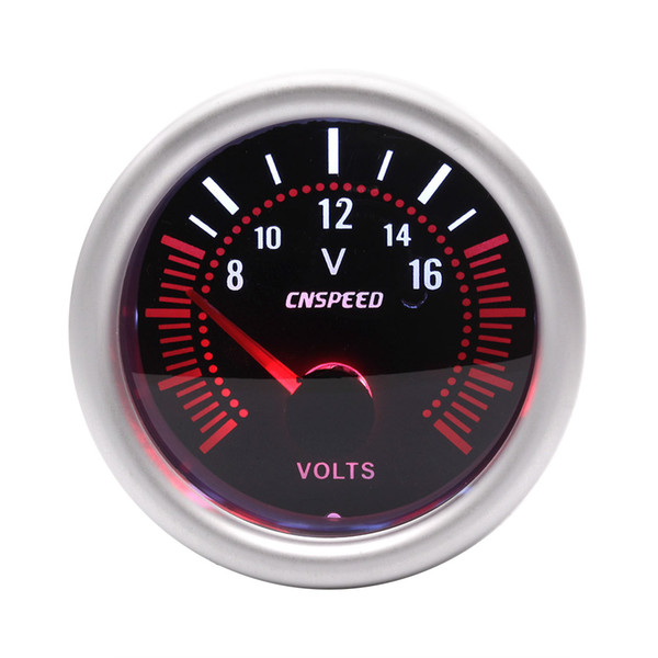 Cnspeed 52mm Universal LED Smoke Len 8-16V Voltmeter Volt Voltage Gauge Meter