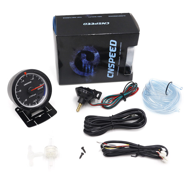 CNSPEED 60MM Racing Car Vacuum gauge & Lighting Black Face Auto Vacuum gauge