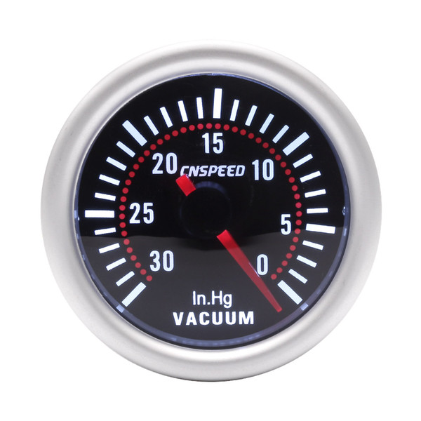 Cnspeed 52mm Universal LED Smoke Len 12V Vacuum Gauge In.Hg Meter