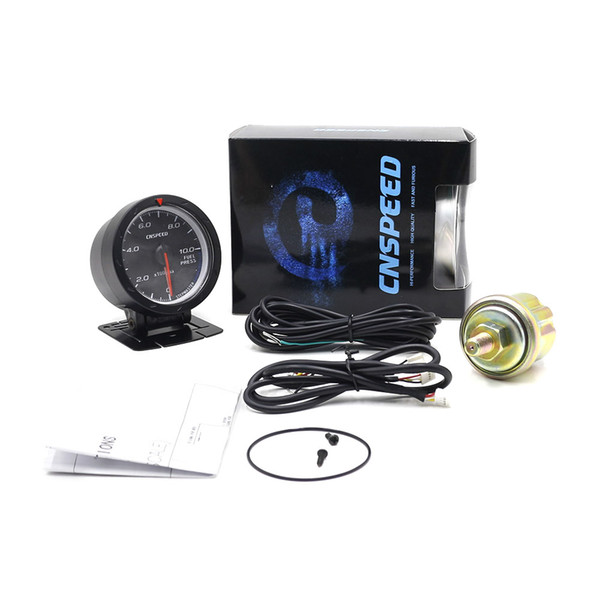 CNSPEED 60MM Racing Car  Fuel Pressure Gauge & Lighting Black Face Auto  Fuel Pressure Gauge