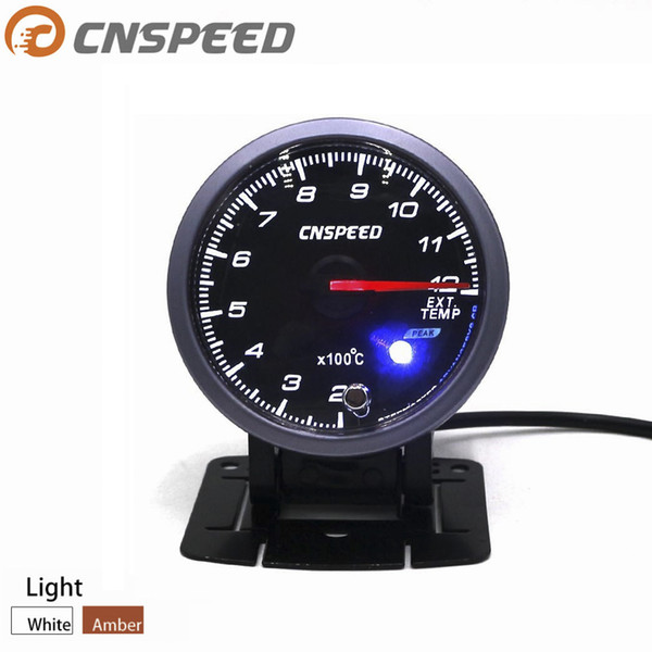 CNSPEED 60MM Car Exhaust Gas temp gauge & Lighting Black Face Auto Exhaust Gas temp gauge