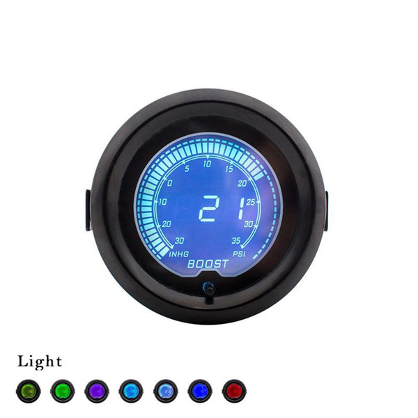 Free Shipping 2inch 52mm EVO PSI Boost gauge 7 Colors Digital Turbo Boost gauge -30In.hg-35PSI Car meter without logo