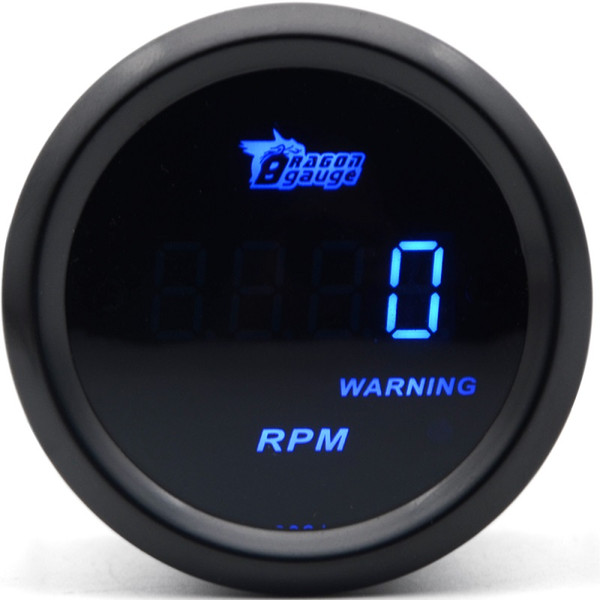 DRAGON GAUGE 2 inch 52MM Tachometer RPM Gauge 4 6 8 Cylinder Black Color Digital Blue Led