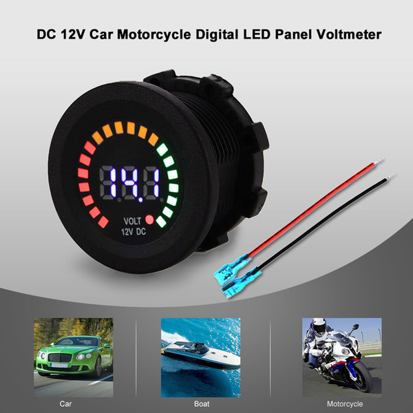 Freeshipping DC 12V Car Motorcycle Boat Digital LED Panel Voltage Display Volt Meter Voltmeter