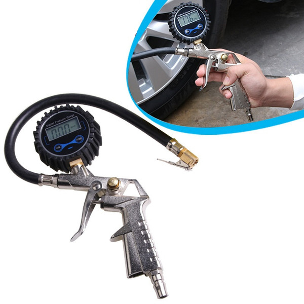 Digital Air Tire Pressure Inflator Gauge Car Truck Motorcycle Pistol Flexible Hose Pressure Gauge Dial Meter Vehicle Tester