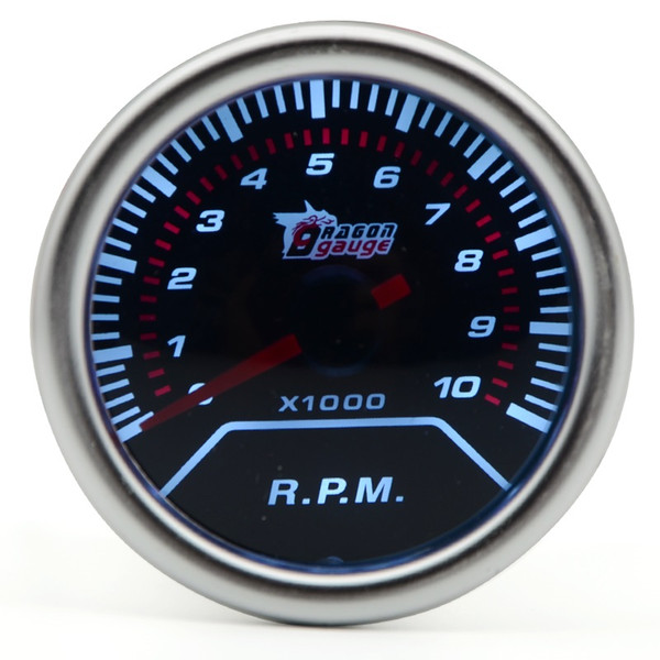 2 inch 52MM Universal Tachometer RPM Car Gauge Meter Auto White LED 0-10000 RPM 4 6 8 Cylinders