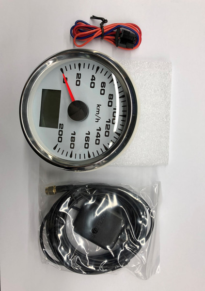 85mm GPS Kilometers Speedometer Car Meter, White Dial Chrome cover : Voltage 9~32v,Input : GPS, Background Light: Seven Colors