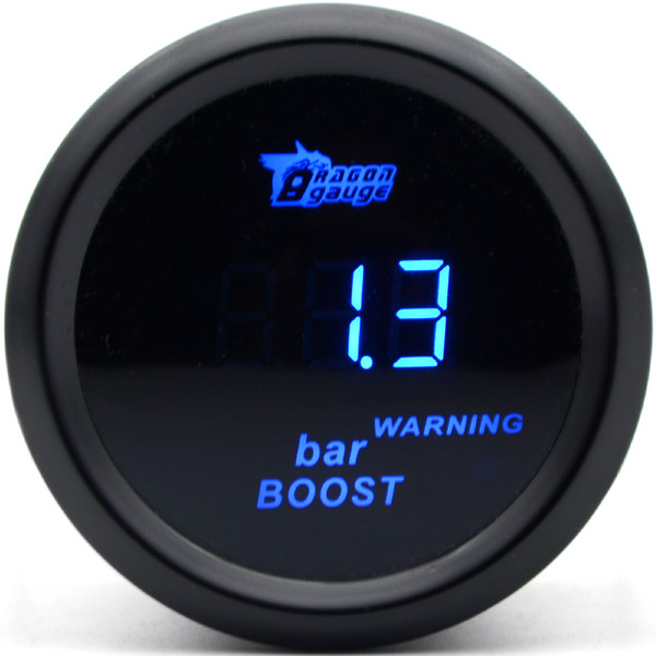 DRAGON GAUGE 2'' 52MM Boost Turbo Gauge Black Color Digital Blue Led -1~2 bar